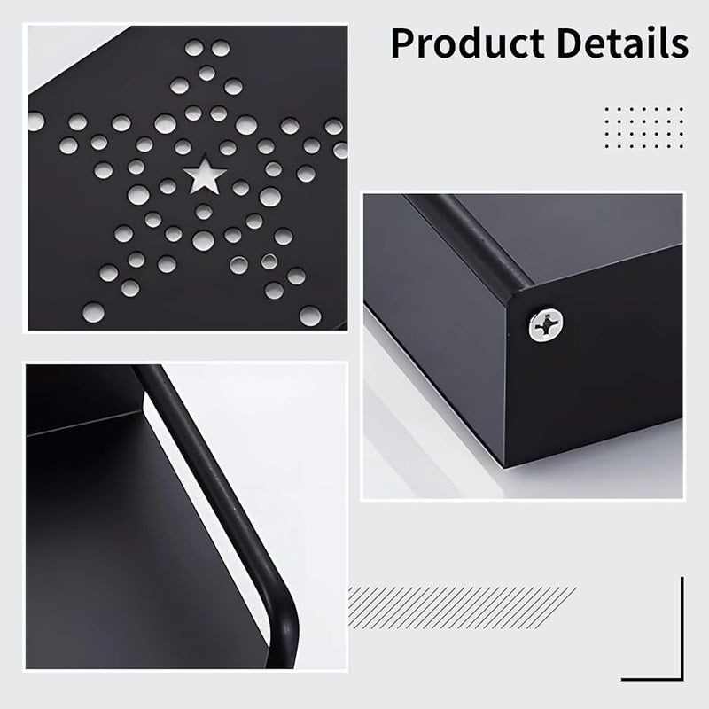 رفرف جهاز عرض الحائط الأسود من الألومنيوم حامل بدون حفر شريط مضاد للانزلاق - Image 2